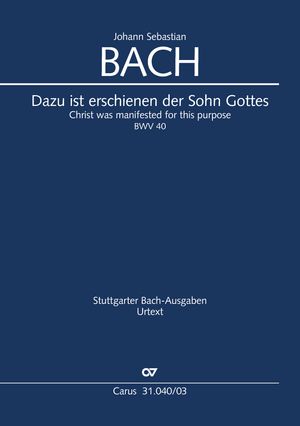 Christ was manifested for this purpose Cantata for the 2nd day of Christmas Vocal score
