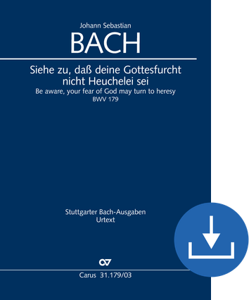Be aware, your fear of God may turn to heresy Cantata for the 11th Sunday after Trinity Vocal score digital (download), pdf file