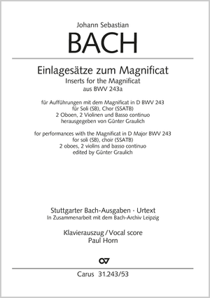 Insert movements for the Magnificat from BWV 243a Réduction piano-chant