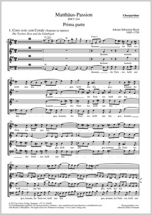 Johann Sebastian Bach: St. Matthew Passion - Sheet music | Carus-Verlag