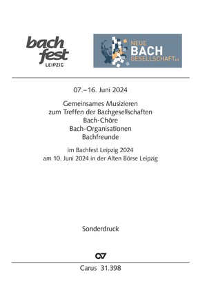 Gemeinsames Musizieren zum Treffen der Bachgesellschaften Neue Bach-Gesellschaft Bachfest 2024 Partitur