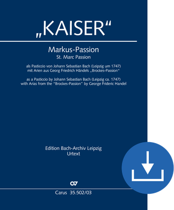 Markus-Passion als Pasticcio von Johann Sebastian Bach, mit Arien aus Georg Friedrich Händels Brockes-Passion Klavierauszug digital, PDF-Datei
