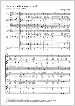 Da Jesus an dem Kreuze stund Partitur