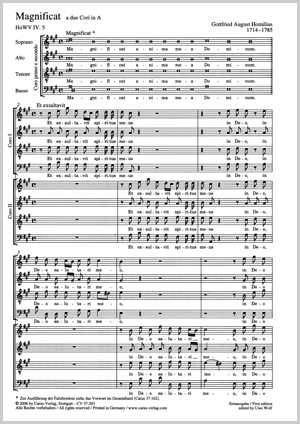 Gottfried August Homilius: Magnificat a due Chori in A - Noten | Carus-Verlag