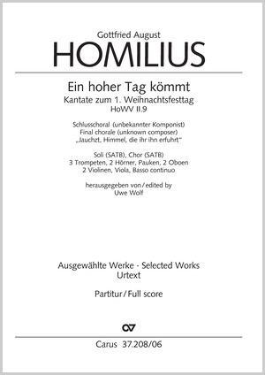 Ein hoher Tag kömmt Kantate zum 1. Weihnachtsfesttag. Schlusschoral (unbekannter Komponist) Spielpartitur