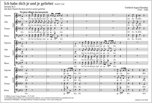 Gottfried August Homilius: Ich habe dich je und je geliebet (2) - Noten | Carus-Verlag