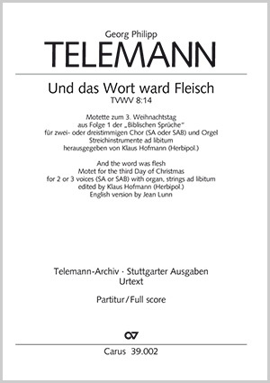 Georg Philipp Telemann: And the Word was made flesh - Sheet music | Carus-Verlag