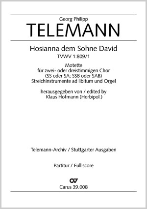 Hosianna dem Sohne David Eingangschor aus der Kantate zum 1. Advent Partitur