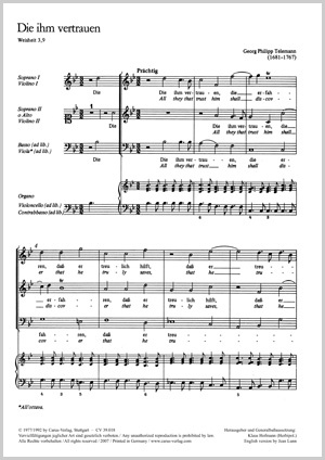 Thumbnail: Georg Philipp Telemann: Die ihm vertrauen
