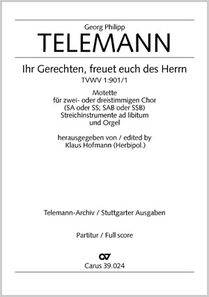 Ihr Gerechten, freuet euch des Herrn Eingangschor aus der Kantate zum Sonntag Palmarum Partitur