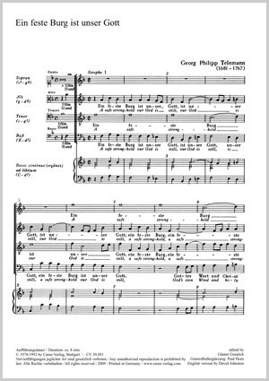 Georg Philipp Telemann: A mighty fortress is our God - Sheet music | Carus-Verlag