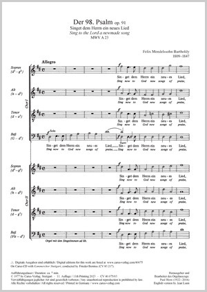 Psalm 98 Sing to the Lord a newmade song Vocal score