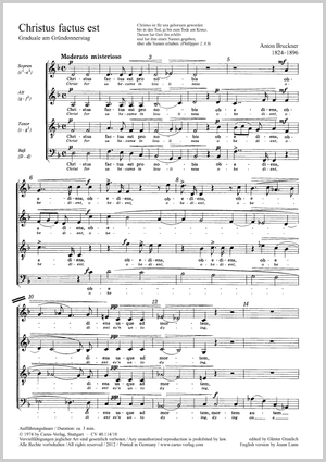 Anton Bruckner: Christus factus est - Noten | Carus-Verlag
