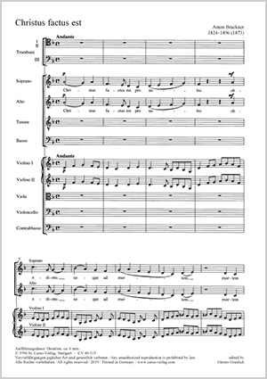 Anton Bruckner: Christus factus est - Sheet music | Carus-Verlag