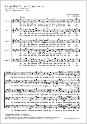 Johannes Brahms: Es ist das Heil uns kommen her - Noten | Carus-Verlag