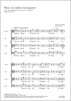 Johannes Brahms: Wenn ein starker Gewappneter - Noten | Carus-Verlag