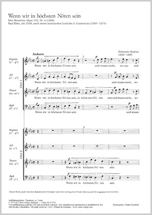 Thumbnail: Johannes Brahms: When in the hour of utmost need