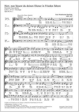 Felix Mendelssohn Bartholdy: Herr, nun lässest du deinen Diener - Noten | Carus-Verlag