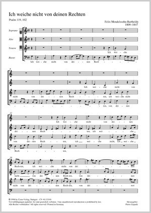 Felix Mendelssohn Bartholdy: Ich weiche nicht; Deine Rede - Sheet music | Carus-Verlag