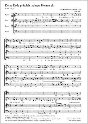 Felix Mendelssohn Bartholdy: Deine Rede präg’ ich meinem Herzen ein - Noten | Carus-Verlag