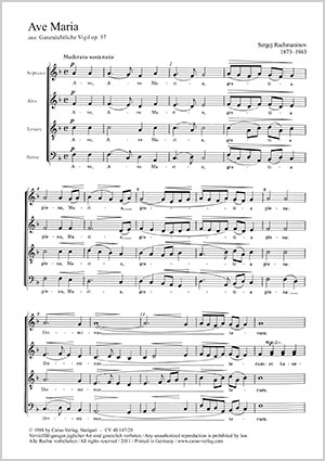 Rachmaninow: Ave Maria / Gluck: De profundis - Noten | Carus-Verlag