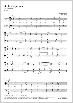 Sechs Antiphonen zum Palmsonntag Partitur