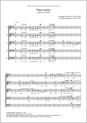 Arrangement for men's choir Partition