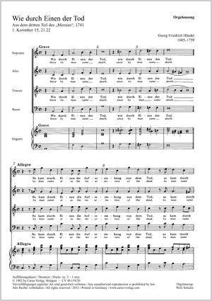 Händel: Wie durch einen der Tod / Bach: Heute triumphiert Orgelauszug
