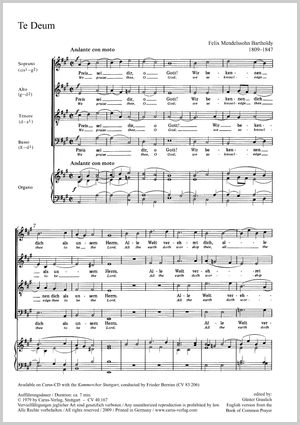Felix Mendelssohn Bartholdy: Te Deum a 4 - Noten | Carus-Verlag