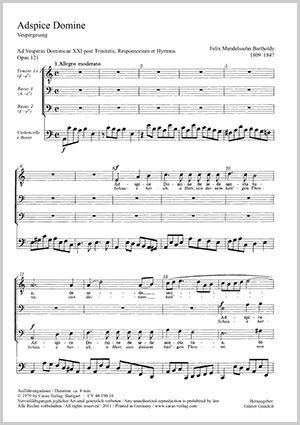 Felix Mendelssohn Bartholdy: Adspice Domine - Partition | Carus-Verlag