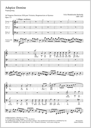 Adspice Domine Vespergesang Score