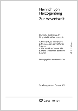 Zur Adventszeit Liturgische Gesänge Score
