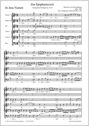 Zur Epiphaniaszeit Liturgische Gesänge Score