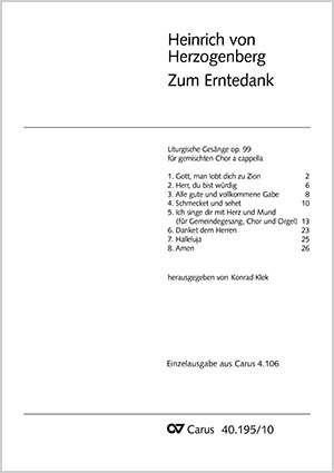 Heinrich von Herzogenberg: Zum Erntedank (Liturgische Gesänge)