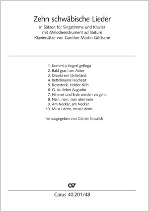 Göttsche: Zehn schwäbische Lieder in Sätzen für Singstimme und Klavier und Melodieinstrument ad lib.