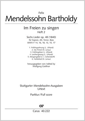 Felix Mendelssohn Bartholdy: Im Freien zu singen (Heft 2) - Noten | Carus-Verlag
