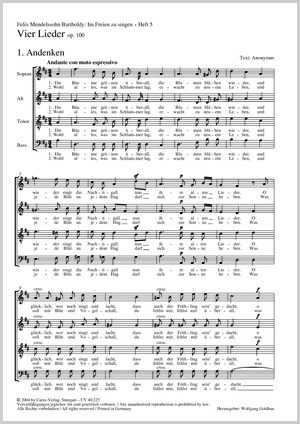 Felix Mendelssohn Bartholdy: Im Freien zu singen (Heft 5)