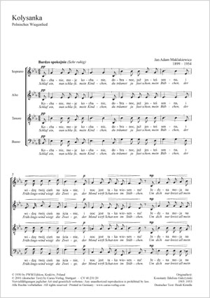 Kolysanca Polnisches Wiegenlied Score
