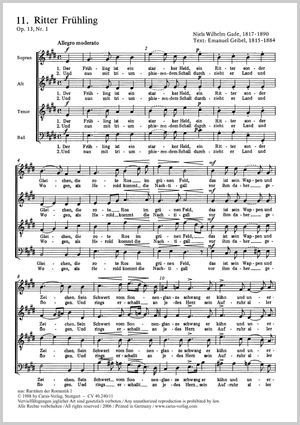 Printemps du chevalier extrait de : Cinq chants Partition, seulement allemand