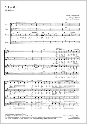 Solovuško (Die Nachtigall) Partitur