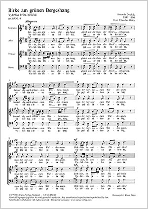 Birke am grünen Bergeshang / Vybehla bríza aus: In der Natur / V prìrode Score