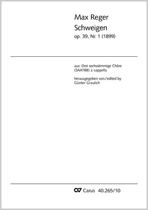 Max Reger: Schweigen - Noten | Carus-Verlag