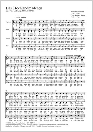 Robert Schumann: Hochlandmädchen; Hochlandbursch - Noten | Carus-Verlag
