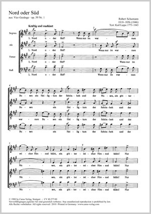 Robert Schumann: Nord oder Süd - Noten | Carus-Verlag