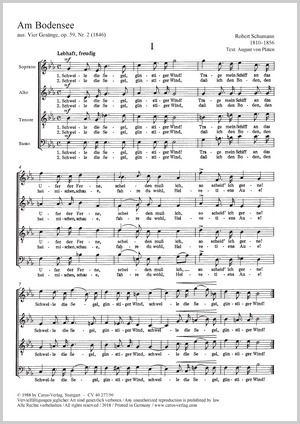 Robert Schumann: Am Bodensee; Jägerlied - Noten | Carus-Verlag