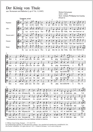 Robert Schumann: Der König von Thule; Heidenröslein - Noten | Carus-Verlag