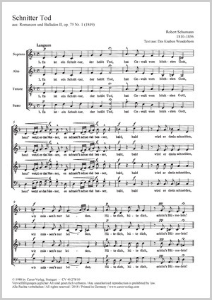 Robert Schumann: Schnitter Tod - Noten | Carus-Verlag