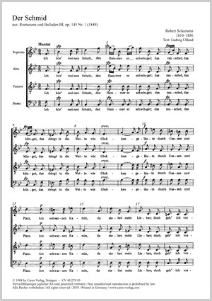Der Schmied aus: Romanzen und Balladen III, op. 145 Score