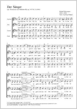 Der Sänger; Der Traum Score