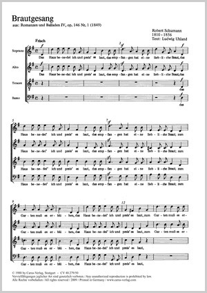 Brautgesang aus: Romanzen und Balladen IV Score